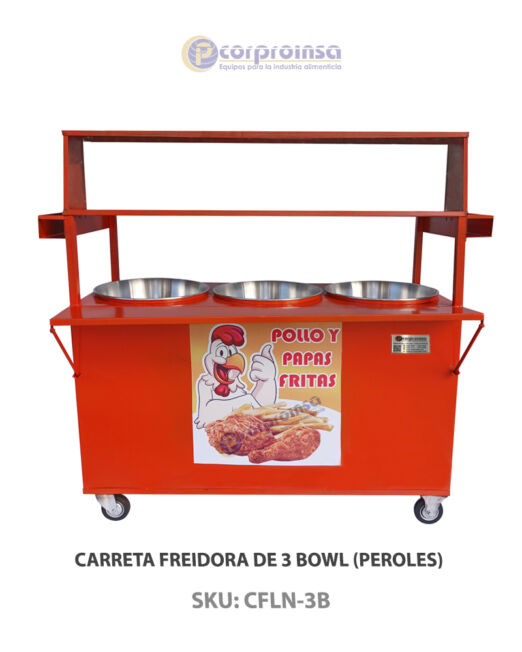 CARRETA FREIDORA DE 3 BOWL (PEROLES) P01