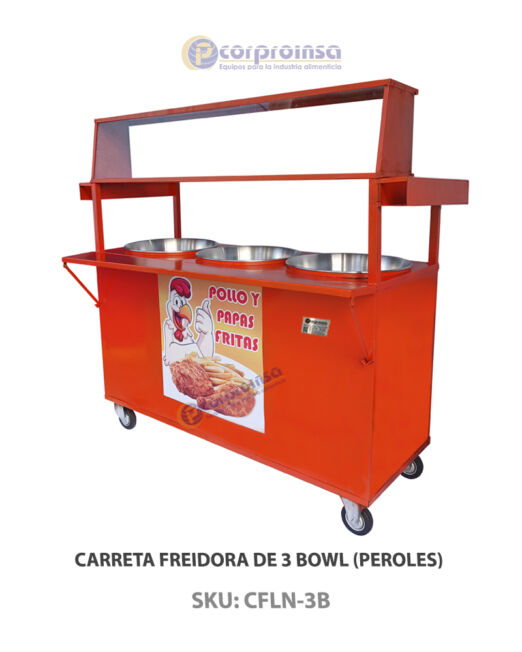 CARRETA FREIDORA DE 3 BOWL (PEROLES) P02A