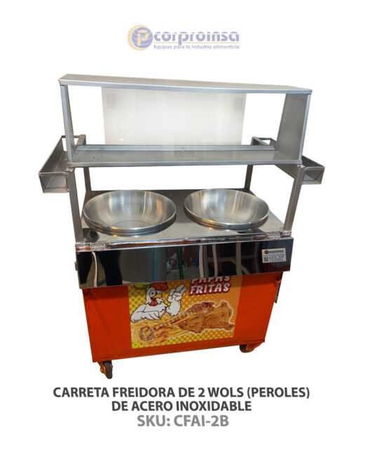 CARRETA POLLO FRITO 2P ACERO INOX P00