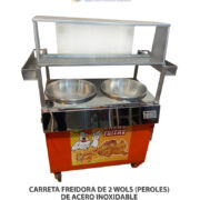 CARRETA FREIDORA DE 2 WOLS (PEROLES) DE ACERO INOXIDABLE