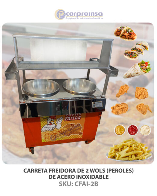 CARRETA POLLO FRITO 2P ACERO INOX P01