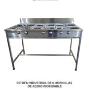 ESTUFA INDUSTRIAL DE 6 HORNILLAS DE ACERO INOXIDABLE