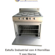 ESTUFA INDUSTRIAL CON 4 HORNILLAS Y CON HORNO