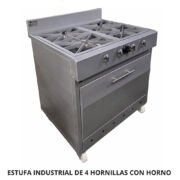 ESTUFA INDUSTRIAL DE 4 HORNILLAS CON HORNO