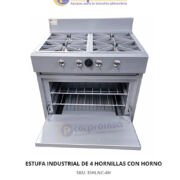 ESTUFA INDUSTRIAL DE 4 HORNILLAS CON HORNO