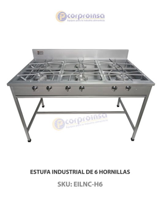 ESTUFA INDUSTRIAL DE 6 HORNILLAS