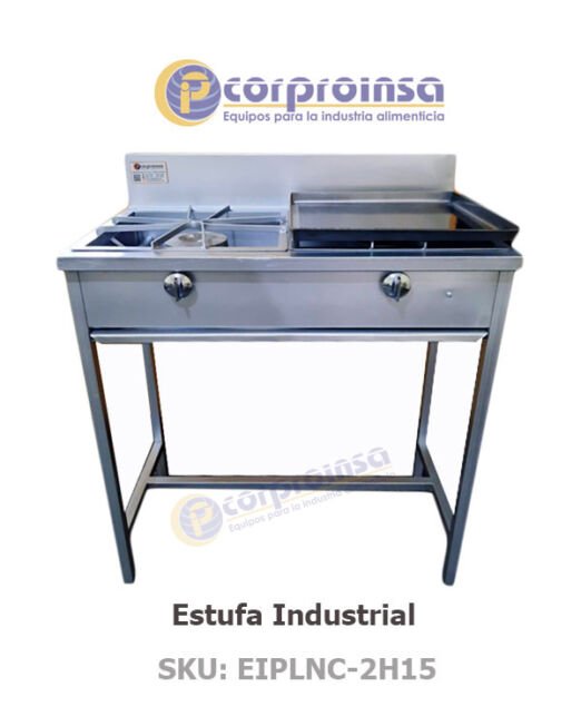 ESTUFA INDUSTRIAL DE 2 HORNILLAS CON PLANCHA