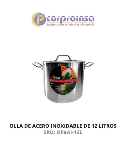 OLLA DE ACERO INOXIDABLE DE 12 LITROS WINCO