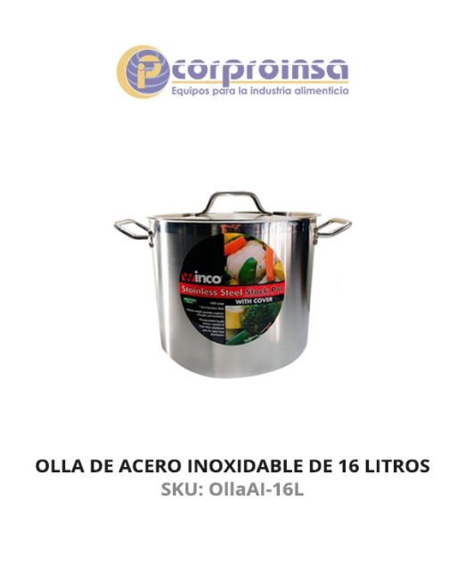 OLLA DE ACERO INOXIDABLE DE 16 LITROS WINCO