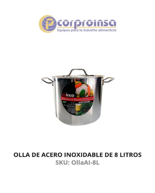 OLLA DE ACERO INOXIDABLE DE 8 LITROS WINCO