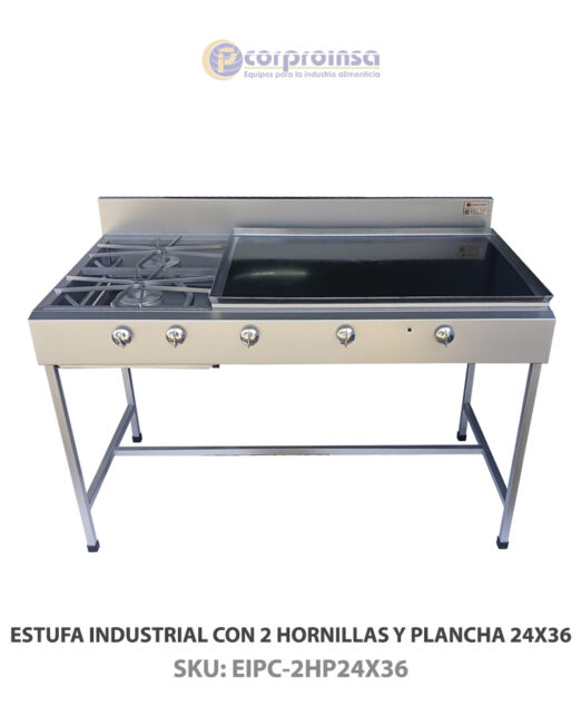 ESTUFA INDUSTRIAL CON 2 HORNILLAS Y PLANCHA 24X36 P01