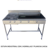 ESTUFA INDUSTRIAL CON 2 HORNILLAS Y PLANCHA 24X36 P01