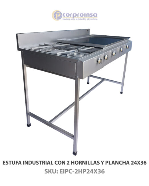 ESTUFA INDUSTRIAL CON 2 HORNILLAS Y PLANCHA 24X36 P02