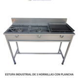 ESTUFA INDUSTRIAL DE 3 HORNILLAS CON PLANCHAP01