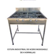 ESTUFA INDUSTRIAL DE ACERO INOXIDABLE DE 4 HORNILLAS