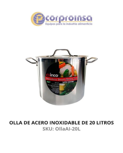 OLLA DE ACERO INOXIDABLE DE 20 LITROS WINCO
