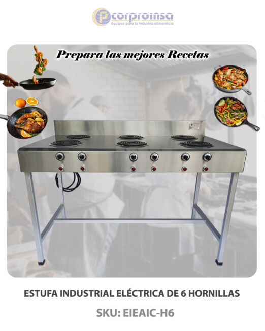 ESTUFA INDUSTRIAL ELÉCTRICA DE 6 HORNILLAS P02