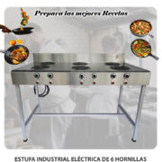 ESTUFA INDUSTRIAL ELÉCTRICA DE 6 HORNILLAS