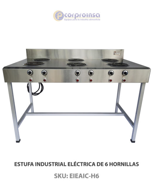 ESTUFA INDUSTRIAL ELÉCTRICA DE 6 HORNILLAS