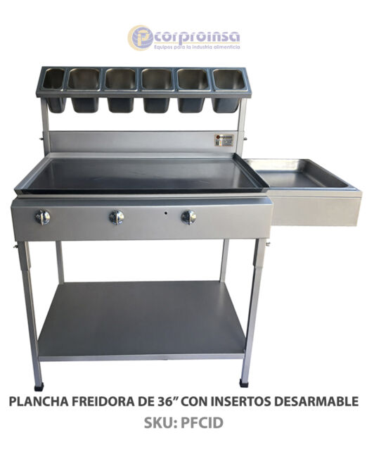 PLANCHA FREIDORA DE 36 CON INSERTOS DESARMABLE