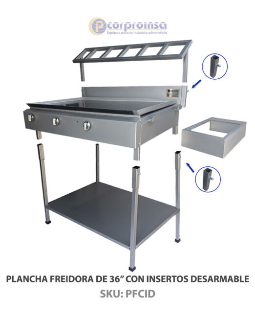 PLANCHA FREIDORA DE 36 CON INSERTOS DESARMABLEP02