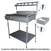 PLANCHA FREIDORA DE 36” CON INSERTOS DESARMABLE