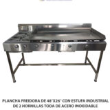 ESTUFA INDUSTRIAL DE 2 HORNILLAS CON PLANCHA DE 48X26 P01A