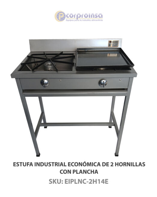 ESTUFA INDUSTRIAL DE 2 HORNILLAS CON PLANCHA ECONÓMICA P01