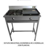 ESTUFA INDUSTRIAL DE 2 HORNILLAS CON PLANCHA ECONÓMICA P01