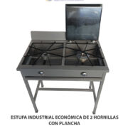 ESTUFA INDUSTRIAL ECONÓMICA DE 2 HORNILLAS CON PLANCHA