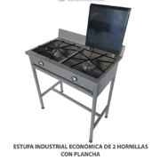 ESTUFA INDUSTRIAL ECONÓMICA DE 2 HORNILLAS CON PLANCHA