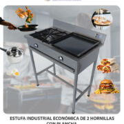 ESTUFA INDUSTRIAL ECONÓMICA DE 2 HORNILLAS CON PLANCHA