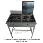 ESTUFA INDUSTRIAL ECONÓMICA DE 2 HORNILLAS CON PLANCHA