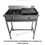 ESTUFA INDUSTRIAL ECONÓMICA DE 2 HORNILLAS CON PLANCHA