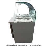 MESA FRÍA DE PREPARADO CON 8 INSERTOS