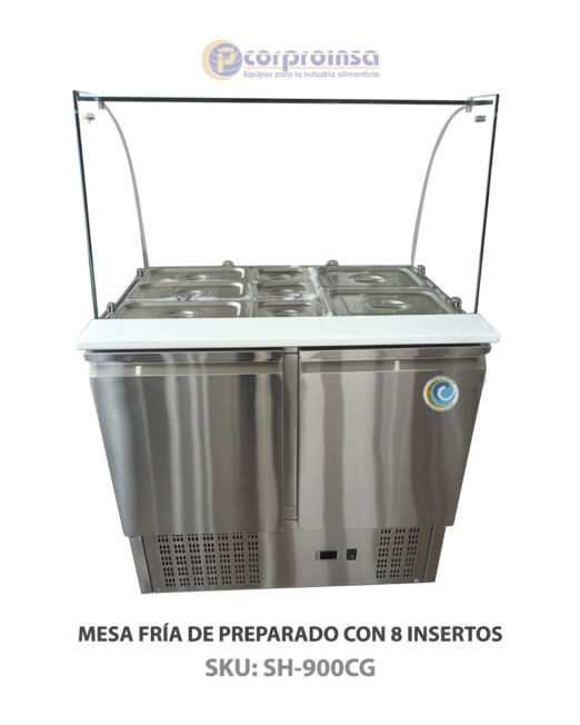 MESA FRÍA DE PREPARADO CON 8 INSERTOS