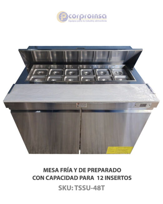 MESA FRÍA Y DE PREPARADO CON CAPACIDAD PARA 12 INSERTOS P01