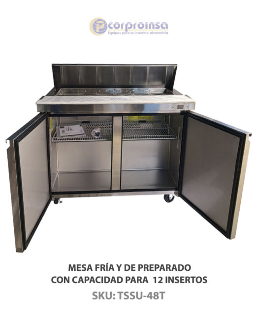 MESA FRÍA Y DE PREPARADO CON CAPACIDAD PARA 12 INSERTOS P02