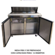 MESA FRÍA Y DE PREPARADO CON CAPACIDAD PARA  12 INSERTOS