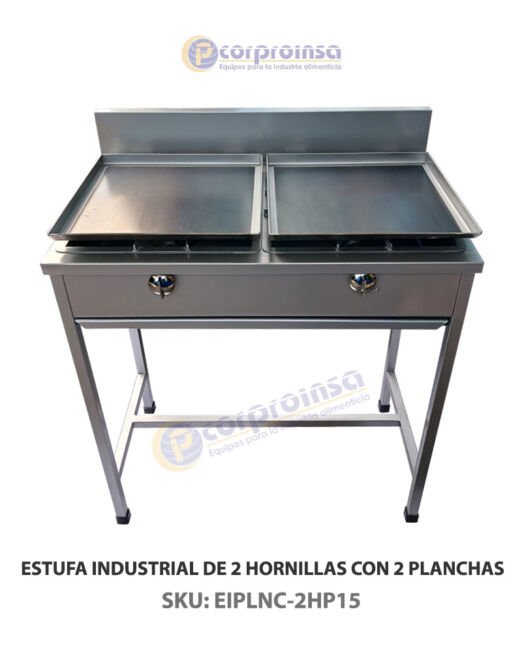 ESTUFA INDUSTRIAL DE 2 HORNILLAS CON 2 PLANCHAS
