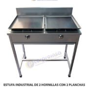 ESTUFA INDUSTRIAL DE 2 HORNILLAS CON 2 PLANCHAS