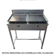 ESTUFA INDUSTRIAL DE 2 HORNILLAS CON 2 PLANCHAS