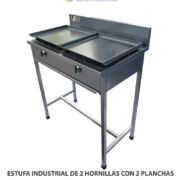 ESTUFA INDUSTRIAL DE 2 HORNILLAS CON 2 PLANCHAS