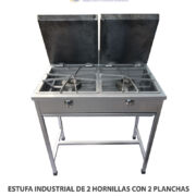 ESTUFA INDUSTRIAL DE 2 HORNILLAS CON 2 PLANCHAS