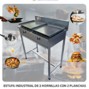 ESTUFA INDUSTRIAL DE 2 HORNILLAS CON 2 PLANCHAS