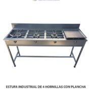 ESTUFA INDUSTRIAL DE 4 HORNILLAS CON PLANCHA HP415