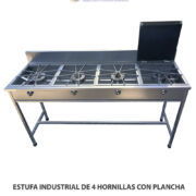 ESTUFA INDUSTRIAL DE 4 HORNILLAS CON PLANCHA HP415