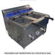 FREIDORA CON TERMOSTATO DE 2 POCETAS A GAS