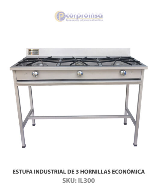 ESTUFA INDUSTRIAL DE 3 HORNILLAS ECONÓMICA P01