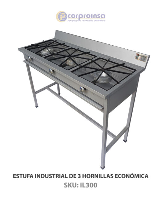 ESTUFA INDUSTRIAL DE 3 HORNILLAS ECONÓMICA P03